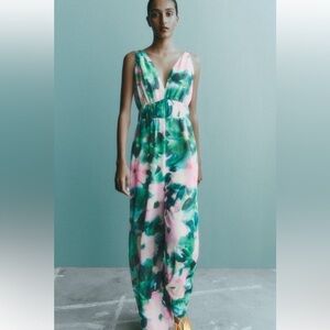ZARA floral print jumpsuit XS